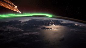 Planet Earth at night seen from the ISS. Beautiful Planet Earth observed from space. Nasa time lapse shooting earth from space. Elements of this video furnished by NASA