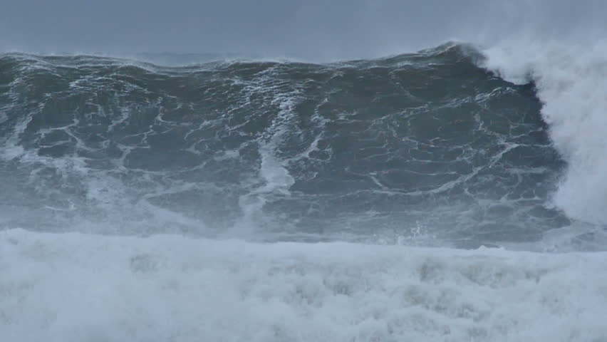 Windy weather big stormy sea waves from cyclone hurricane weather Royalty-Free Stock Footage #17469730