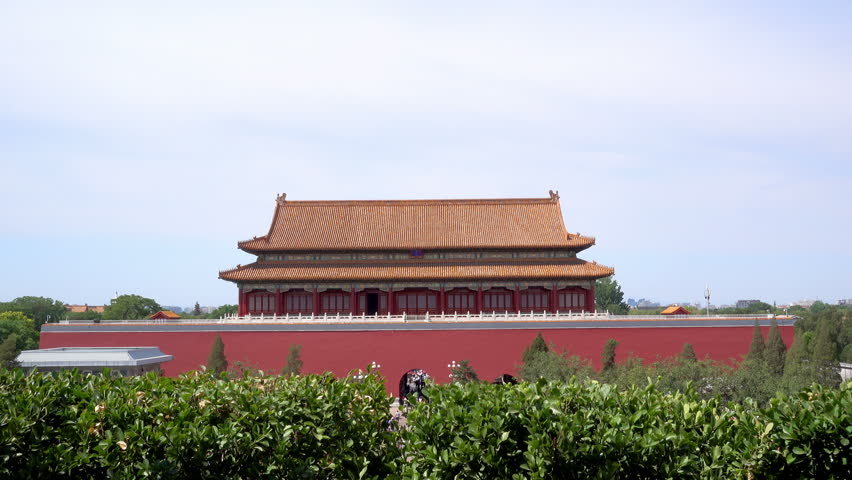 Palaces, pagodas inside the territory of the Forbidden City Museum in Beijing in the heart of city,China.