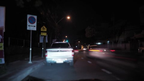 Fast drive car at night