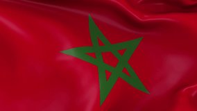 Photo realistic slow motion 4KHD flag of the Morocco waving in the wind. Seamless loop animation with highly detailed fabric texture in 4K resolution.