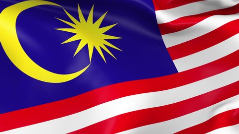Photo realistic slow motion 4KHD flag of the Malaysia waving in the wind. Seamless loop animation with highly detailed fabric texture in 4K resolution.