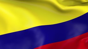 Photo realistic slow motion 4KHD flag of the Colombia waving in the wind. Seamless loop animation with highly detailed fabric texture in 4K resolution.