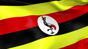 Photo realistic slow motion 4KHD flag of the Uganda waving in the wind. Seamless loop animation with highly detailed fabric texture in 4K resolution.