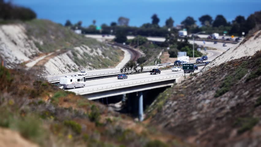 Cars Traveling on Freeway Tilt Shift HD