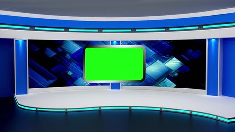 News Tv Studio Set Virtual Green Stock Footage Video (100% Royalty-free ...