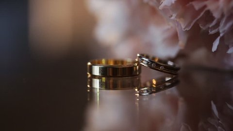 Wedding ring near a beautiful bouquet