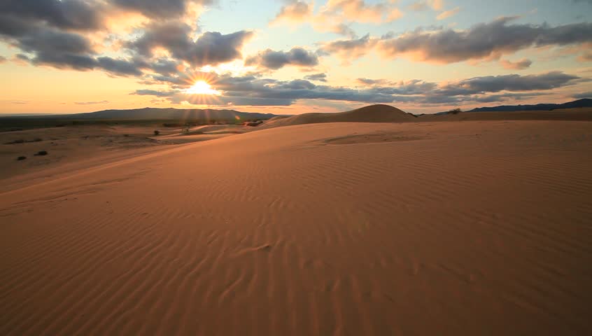 Beautiful sunset over the desert Sahara. Africa.