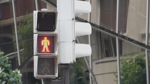 A view of a typical crosswalk sign in Bilbao, Spain
