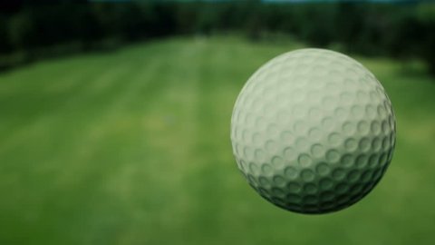 Aerial view of the golf ball. Shot in slow motion.