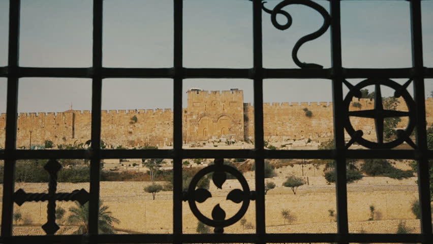 Golden gates of Jerusalem on the east wall of the old town. Israel, cca. 2015