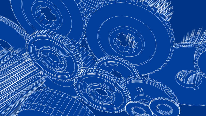 Gears Turning Blueprint Sketch Animation Stock Footage Video (100% Royalty-free) 1749218