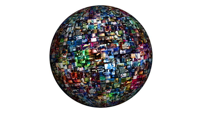 Video Wall Sphere Isolated on White