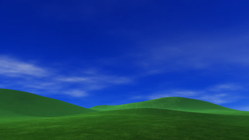 Green Grassy Hills and Blue Sky