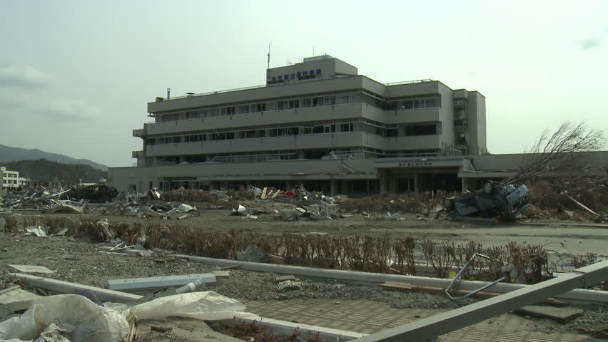 RIKUZENTAKATA, JAPAN - APRIL 1: Tsunami damage to hospital In Rikuzentakata,