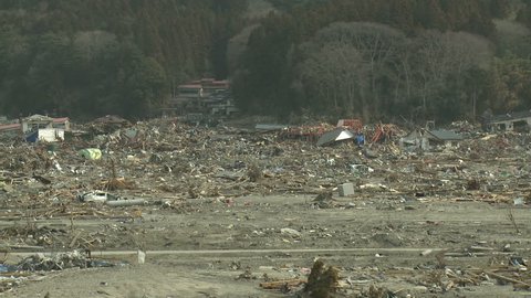 Destroyed Remains Of Town After Japan Tsunami