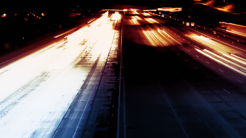 Freeway Traffic Night Time-lapse