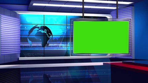 News Tv Studio Set Virtual Green Stock Footage Video (100% Royalty-free ...