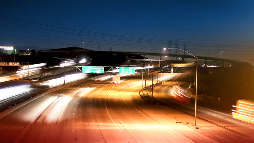 Freeway Traffic Night Time-lapse