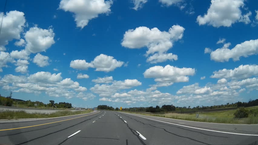 Whitby, Ontario, Canada June 2016 POV dashcam driving on new Ontario 407 east highway