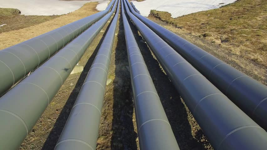 Aerial video of a geothermal power plant in Iceland producing electricity for the city of Reykjavik 