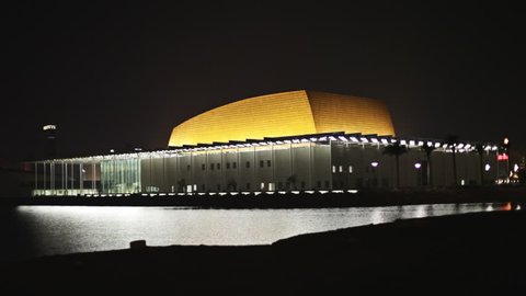 Manama, CIRCA March 2016: Bahrain National Theatre at night. 