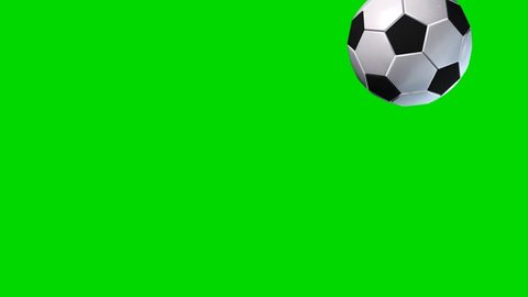 Soccer ball rotates and flies to the camera - green screen