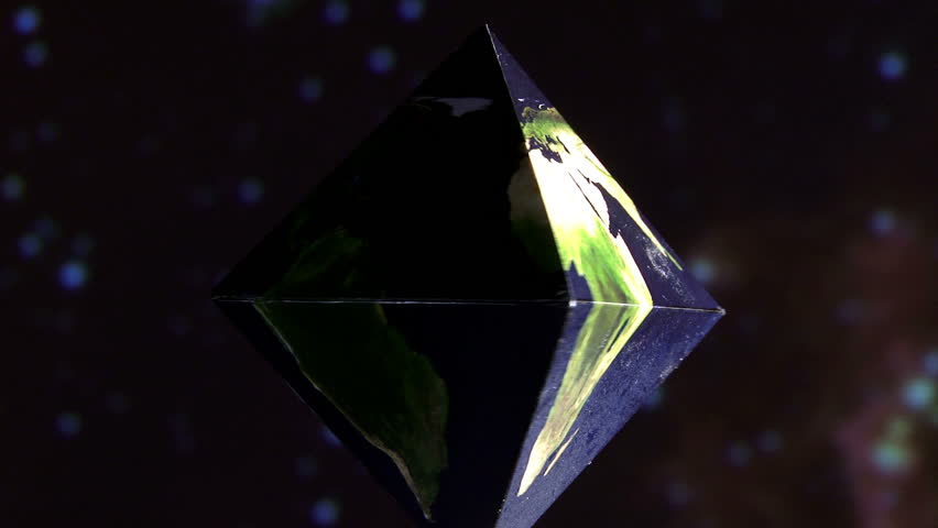 Earth in double pyramid, geometrical figures, space and stars