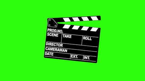 A motion picture clapboard, also called a slate on green screen