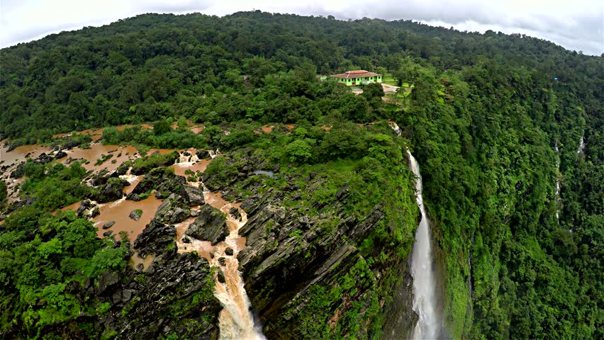 Aerial View of Water Falls