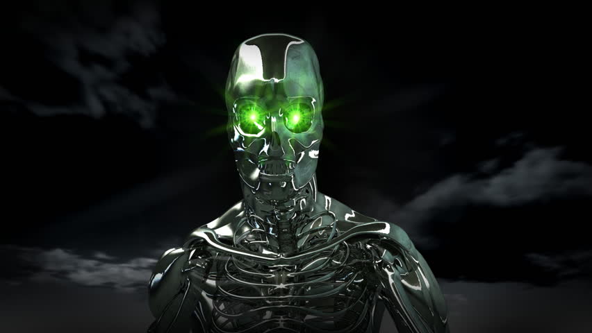 Android Human Cyborg with Green Eyes