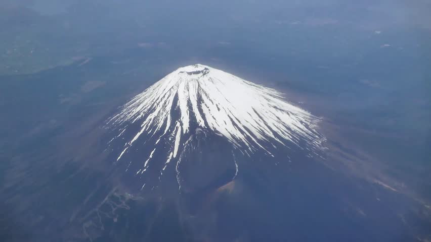 4k Aerial View Of Mount Fuji Covered In Show Japan