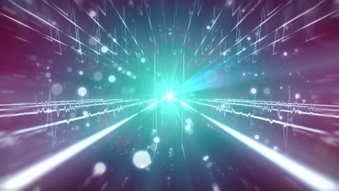 Seamless abstract animation of zooming space fantasy path with geometric electrical light pulse in universe 4K ultra HD loop used for sci-fi traveling concept.
