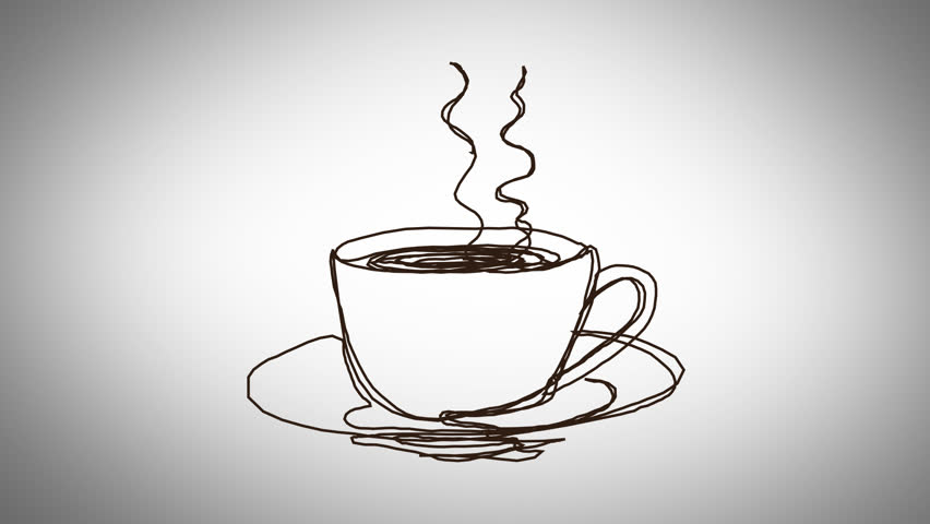 cup coffee drawing movement on white Stock Footage Video (100% Royalty