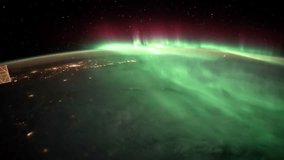 Planet Earth and Aurora Borealis seen from the the International Space Station ISS. Beautiful Planet Earth observed from space. Elements of this video furnished by NASA