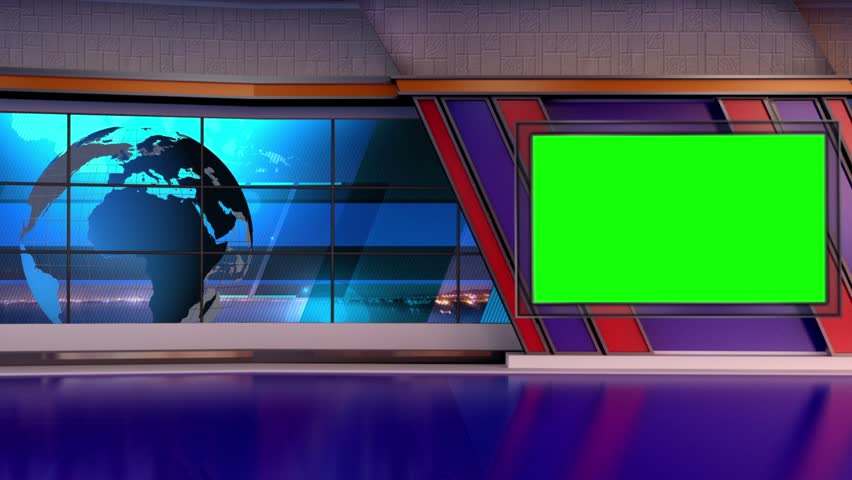 News tv studio set virtual green screen… - Royalty Free Video