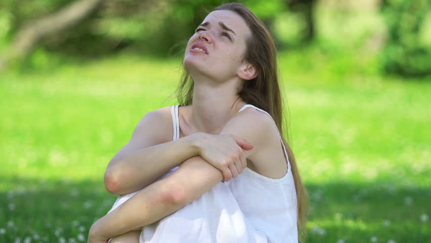 Beauty Girl Enjoying Nature in white dress