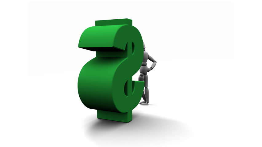Person Leaning Against Green $ Dollar