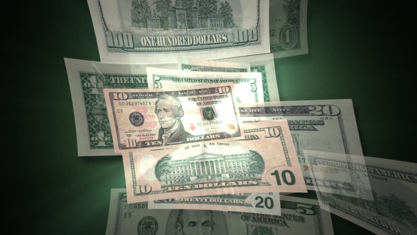 U.S. Dollar Bills Flying By HD