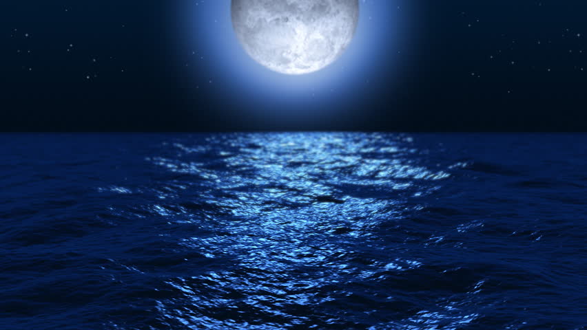 Moonlight Ocean at Night