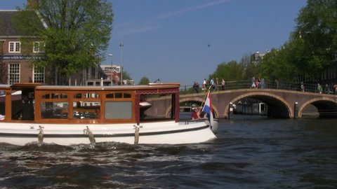 Houseboats along canals, Amsterdam, Netherlands