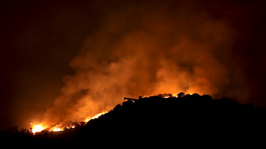 Wildfire Raging In Hills HD Time-Lapse