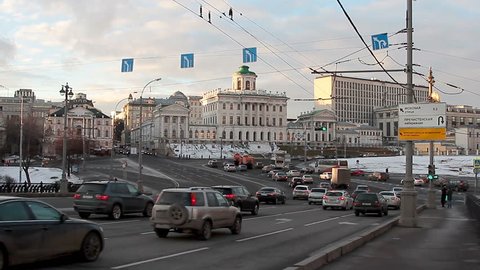 Moscow, Russian Federation â?? February 05, 2016: Traffic in Moscow