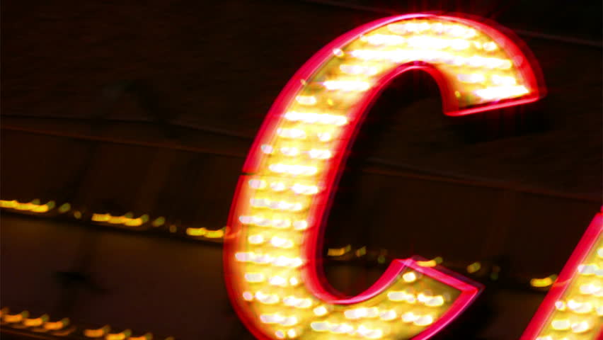 Casino Neon Sign with Flashing Light Bulbs
