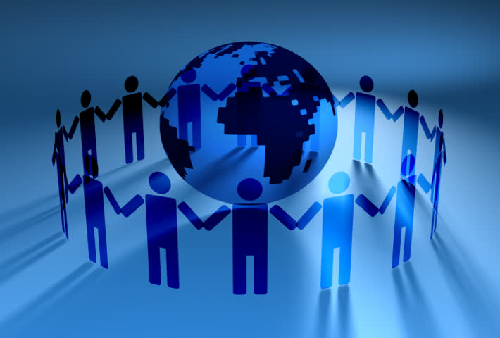 Network of People Around World 3D Vector Animation