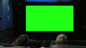 Blank movie theater screen with green screen background 