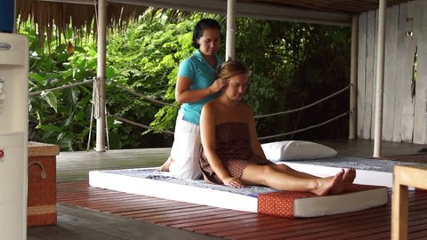 Professional thai massage in open air studio for lady