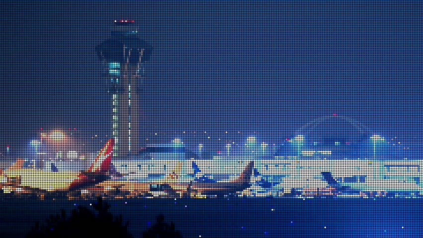 LAX Airport Jets LED Pixelated Time-lapse