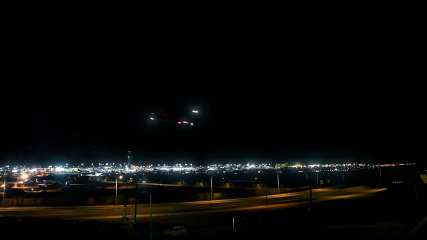 Jet Airliner Landing at LAX Night