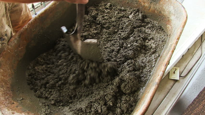 Mixing Concrete in a Wheelbarrow
